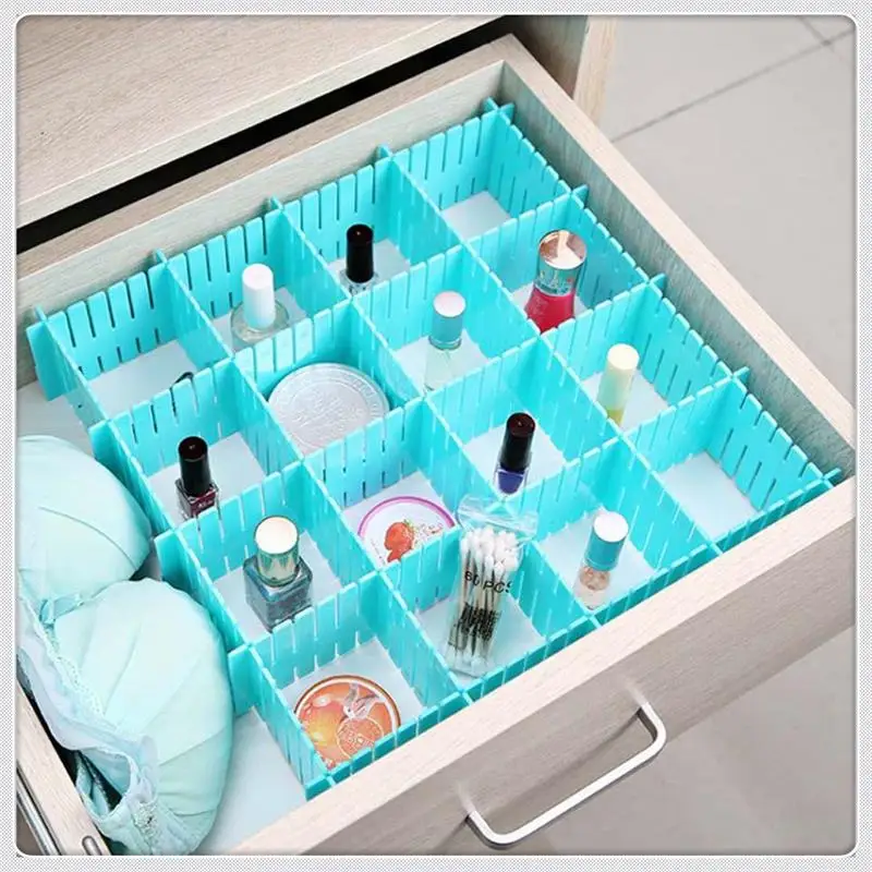 

VIERUODIS Drawer Wardrobe Plastic Partition Storage Board Underwear Socks Items Finishing Adjustable Partition Board 4pcs/lot