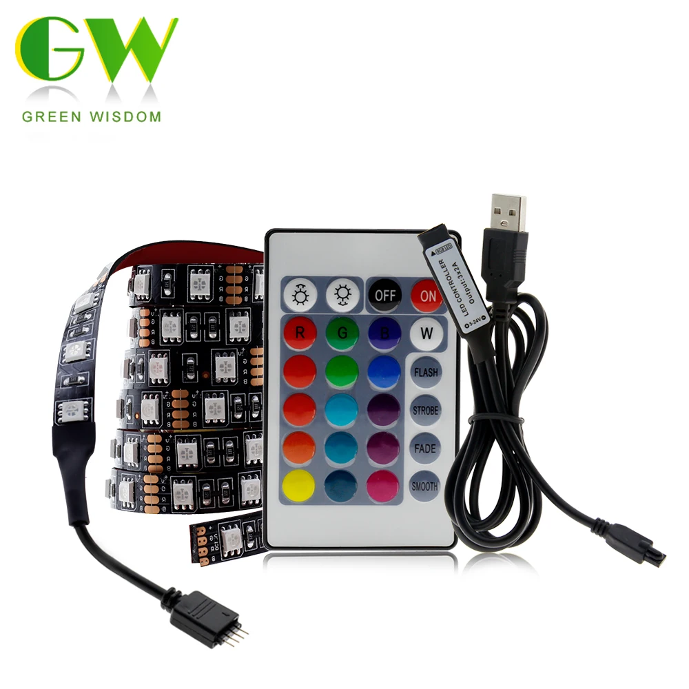 USB Светодиодная лента 5050 RGB переменчивый диодной ленты 5V 50см 1M 2M 3M 4M 5М DIY Гибкие LED