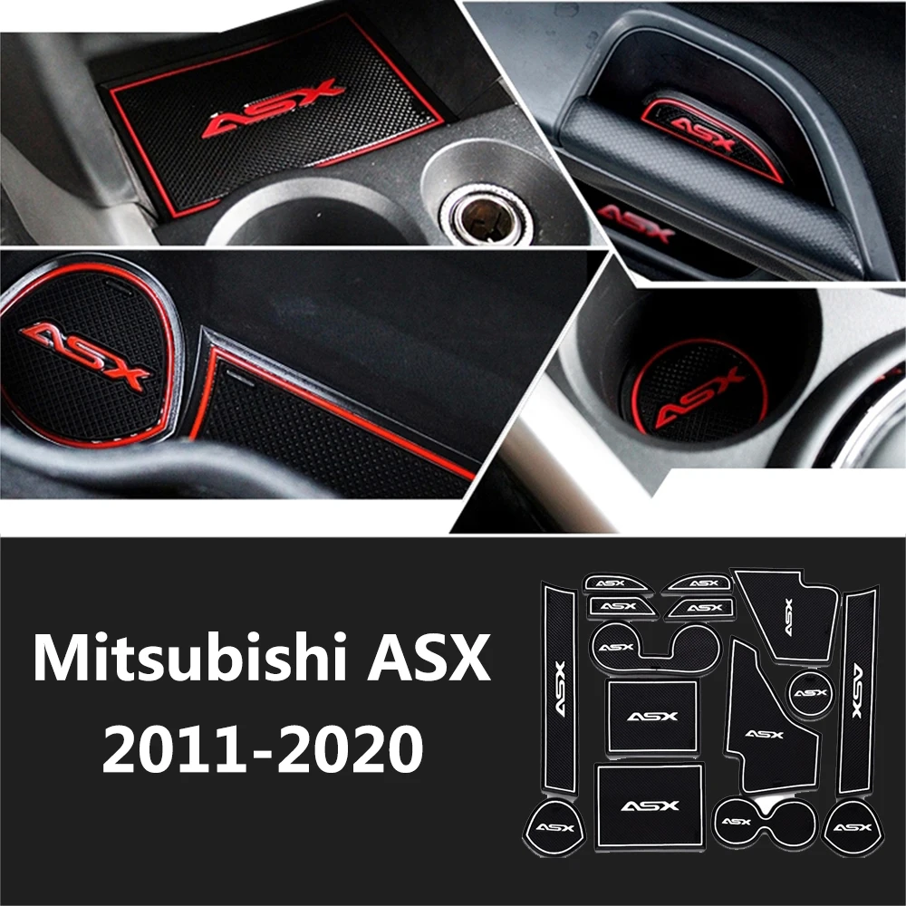 Для 2011 2012 2013 Mitsubishi ASX автомобильный паз ворота Слот подлокотник хранения резиновый нескользящий коврик для чашки