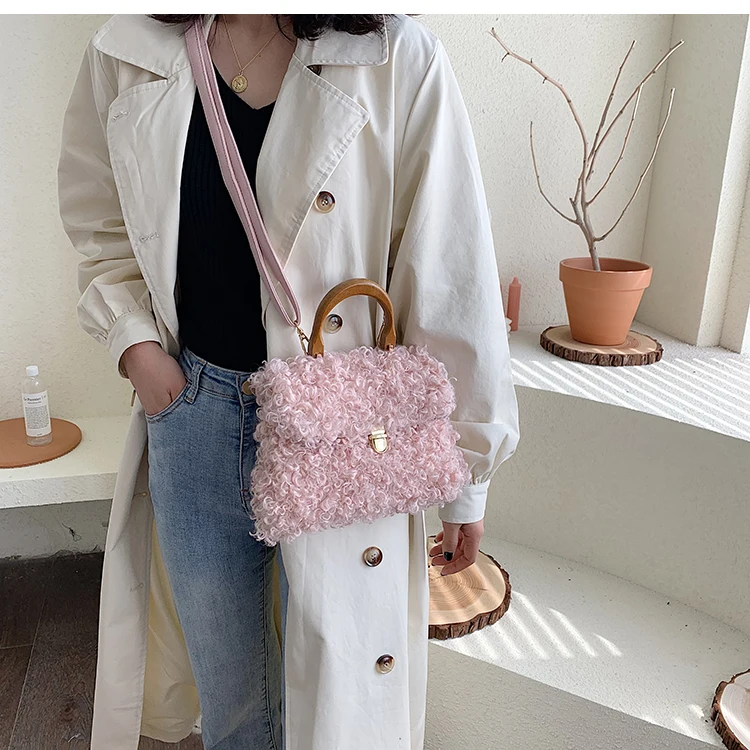 Элегантная женская маленькая сумка зимняя модная новая качественная мягкая плюшевая женская дизайнерская сумка сумки-мессенджеры через плечо с замком