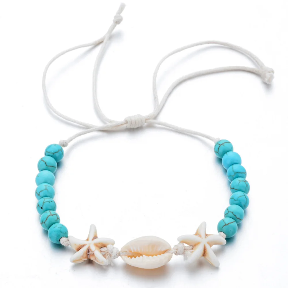 Простой модный браслет из натурального камня ручной работы для мужчин и женщин, регулируемые пляжные летние браслеты для отпуска, подарок - Окраска металла: PS360