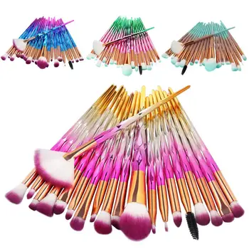 

20pcs Diamond Shape Rainbow Handle Makeup Brushes Set Foundation Powder Blush Eye Shadow Lip Brushes Face Beauty Makeup Tools