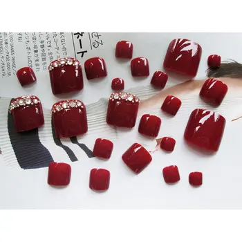 

24 pcs Fake Nails Toenails False Nails Special Designs Short Square Wear Patch Feet Nail Beauty Art Kit