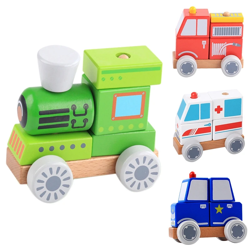 Деревянная игрушка автомобиль для детей собрать DIY игрушки пожарный грузовик