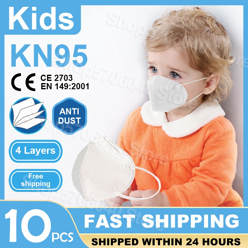 

10PCS KN95 Kids Face Mask 4 Layers Anti Dust Child Mouth Mask Protective Mask For Baby Children Mask
