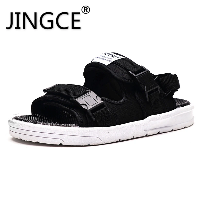 

JINGCE 2020Lightweight Men Sandals Summer Comfortable Male Sandals Hook & Loop Beach Casual Men Shoes Buty Meskie Factory Sales