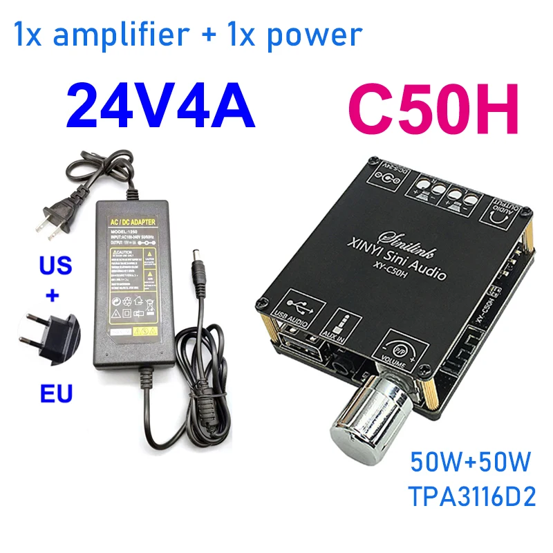 2000 watt amp Bluetooth-compatible 2*50W 2*100W AUX TPA3116 Digital Power Amplifier Board 2.0 CH Stereo Home Music Wireless Module Audio AMP home theater amplifier Audio Amplifier Boards