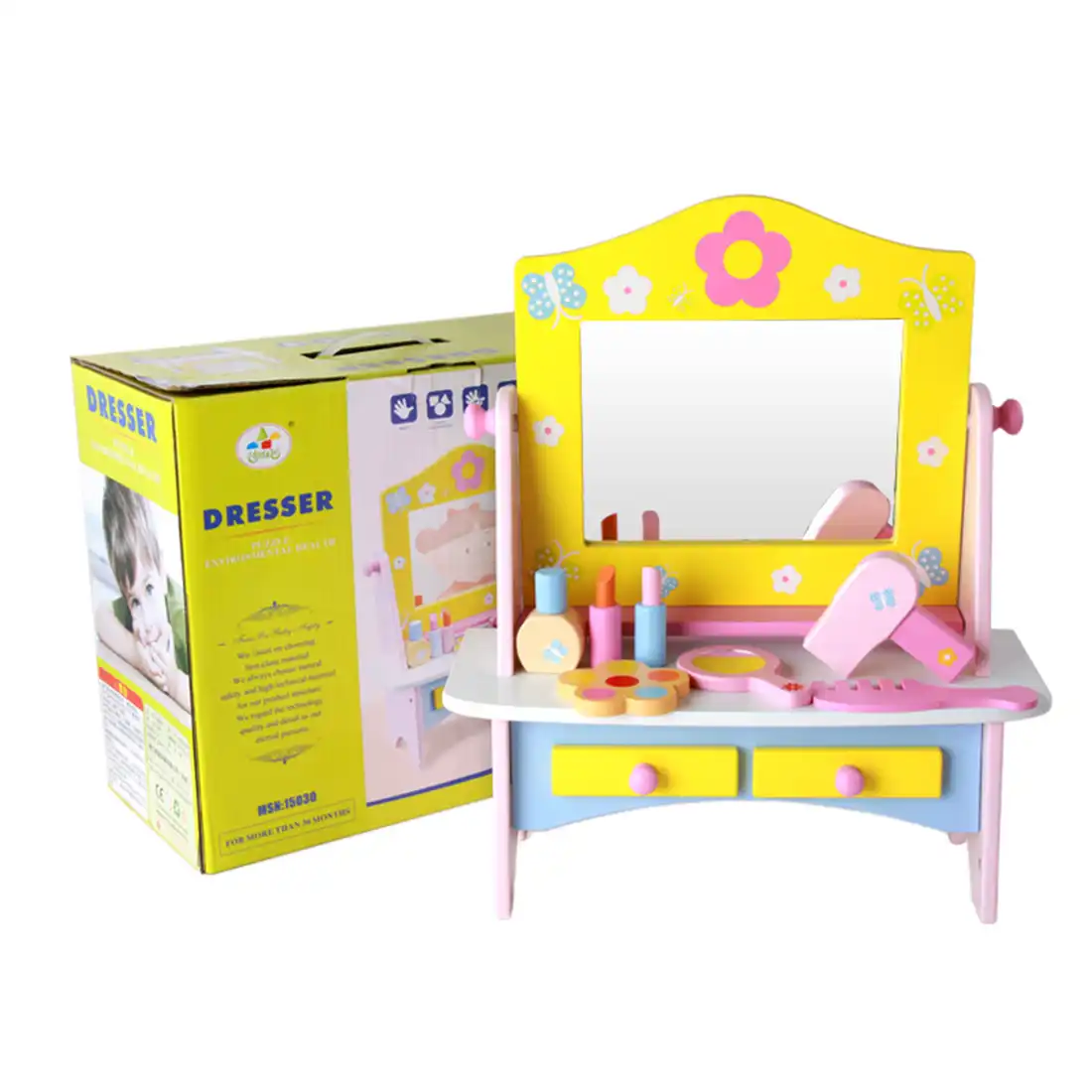 wooden toy vanity set