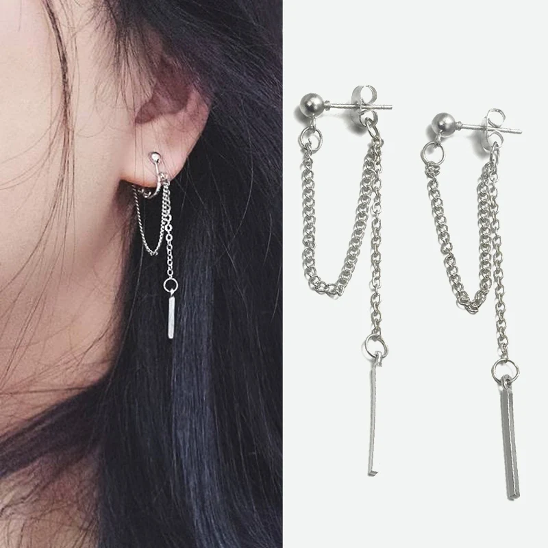 Fashion Golden Silver Chain Earrings 