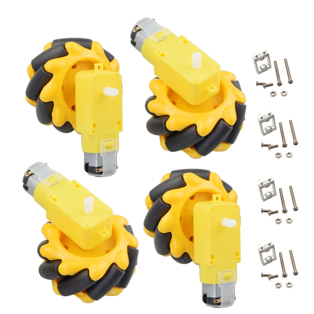 4pcs 60mm Mecanum Omni Wheel+ 4pcs TT Motor+ TT Motor Bracket for Arduino DIY Project Raspberry Pi Stem Toy RC Parts
