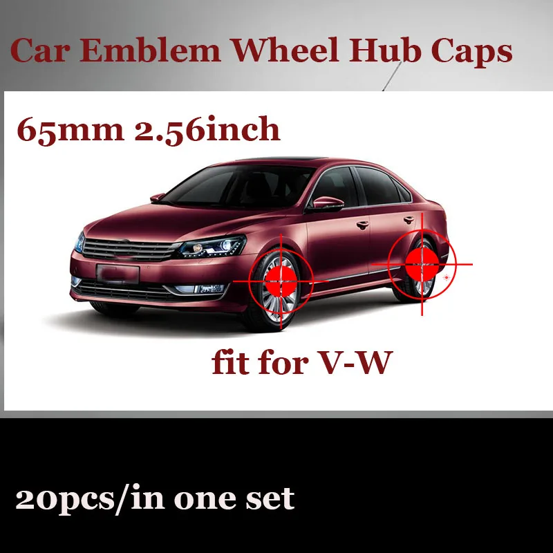 

20pcs/lot 65mm For VW Golf Jetta MK5 MK6 Tiguan Passat B6 B7 Auto emblem Wheel Hub Center Caps badge Rims Car Covers label