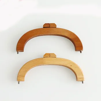 

1 set three colors black nature light coffee solid wood material wooden clasp purse frame obag wallet diy frame purse handles
