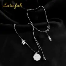 Personalize Pendant Necklace Round Choker Titanium Necklaces for Women Chain Girls Beads Disk Necklaces Wedding Party Gift