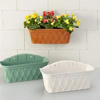 

1pc Wall Hanging Flowerpot Handrail Bonsai Pot Plastic Flower Basket Gardening Supplies for Store Office Home