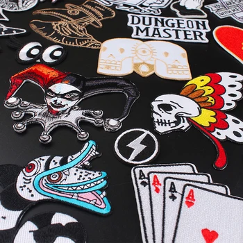 

Prajna Fine Punk Skull Patches Iron-On Embroidered Patches For Clothing DIY Stripe Applique Clothes Jacket Badge Iron On Patches