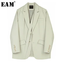 [EAM] Женский темпераментный Блейзер, свободный пиджак с отворотом и длинным рукавом, модный весенне-осенний 1B767