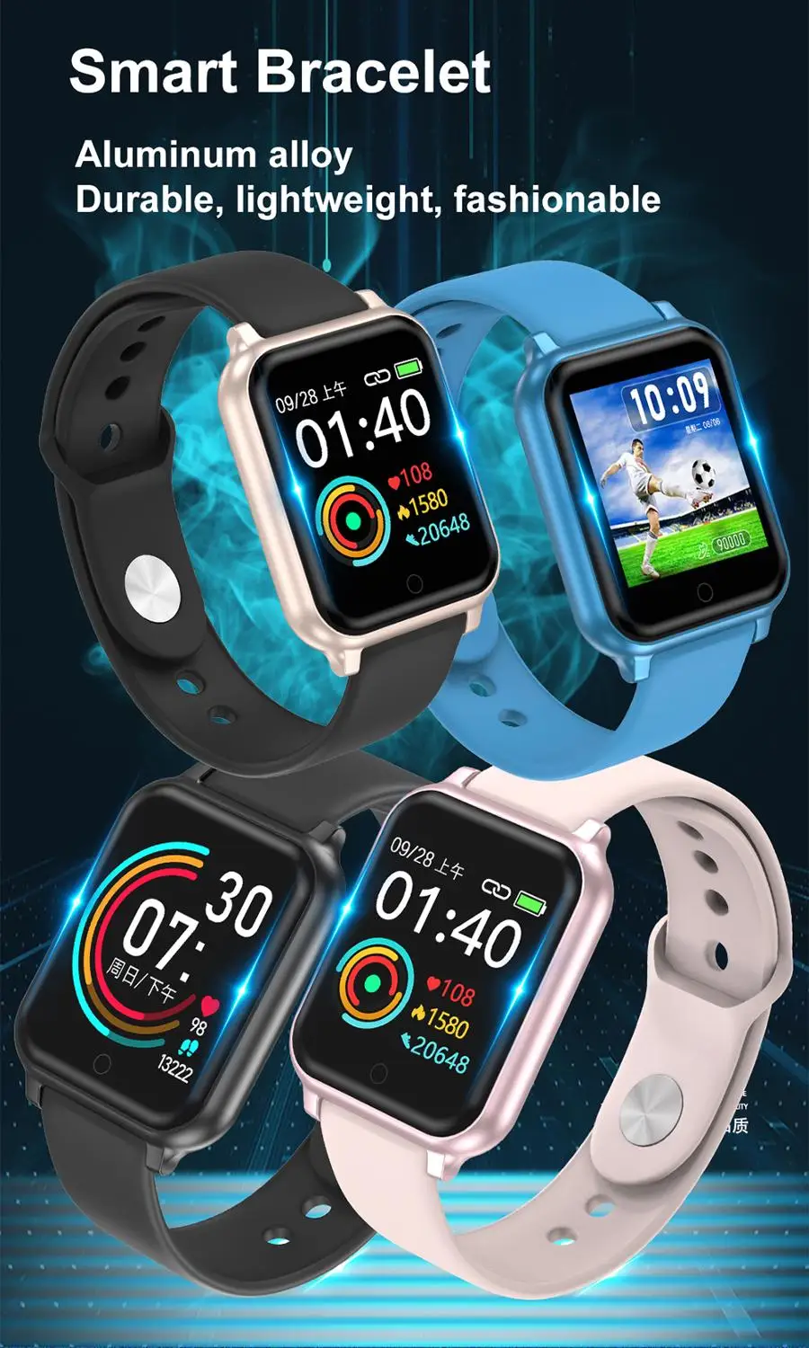 

2019 New Intelligent Sports Bracelet T70 Heart Rate and Blood Pressure Monitoring Intelligent Reminder Waterproof Bracelet