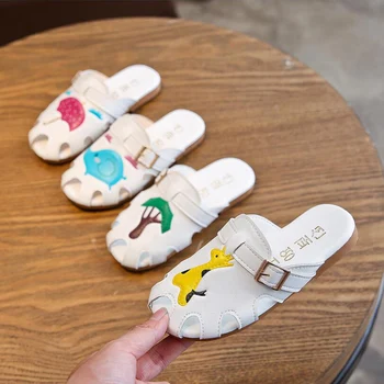

2020 New children summer sandals girls Shoes slippers leather cartoon animals soft kid sandals PU shoes beach sandals slippers