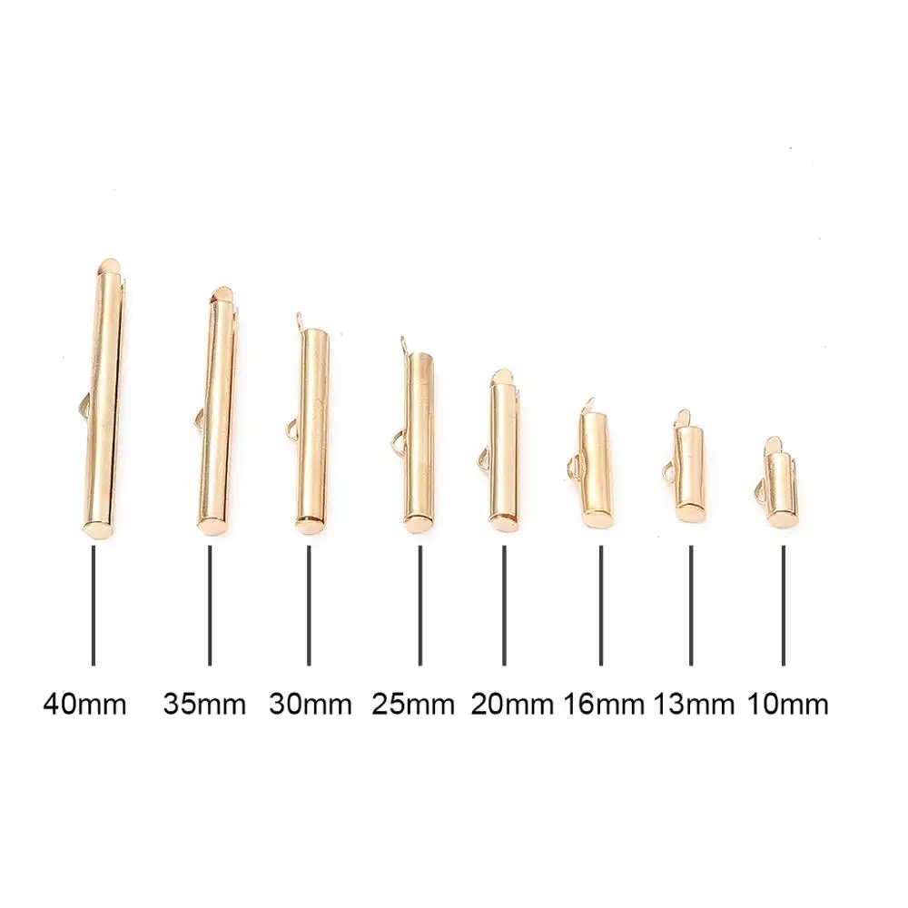 Jewelry Making Accessories 10-40mm Crimp End Beads Slide On End Clasp Tubes Slider Caps DIY Necklace Bracelet Connectors