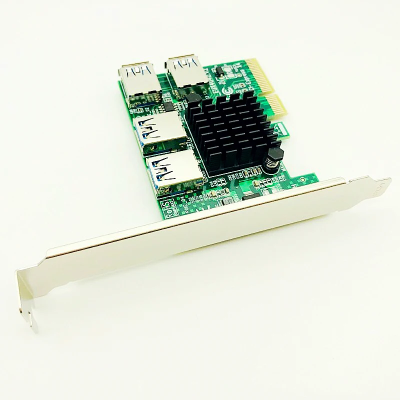 Multiplicador para Btc 1 a 4 4x a 4 Express Riser Cartão Pcie Pci-e Usb 3.0 Adaptador Porta Bitcoin Mineiro Mineração Novo Pci 16x - Imagem 5