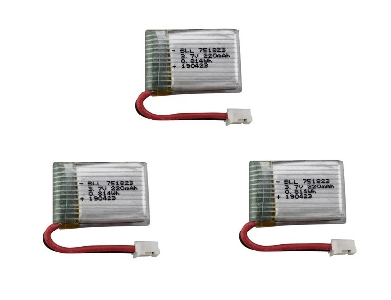 3.7V 220mAh Lipo Battery for HS210 E010 NH010 T36 751823 3.7v Rechargeable battery for JJRC H36 RC Drone Quadcopter Spare Parts - Цвет: Red