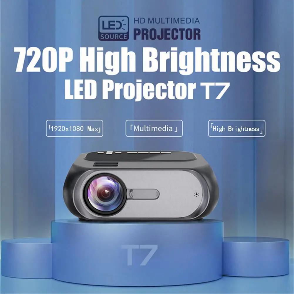 Светодиодный мини проектор Портативный прочный мультимедийный плеер Full HD 720P