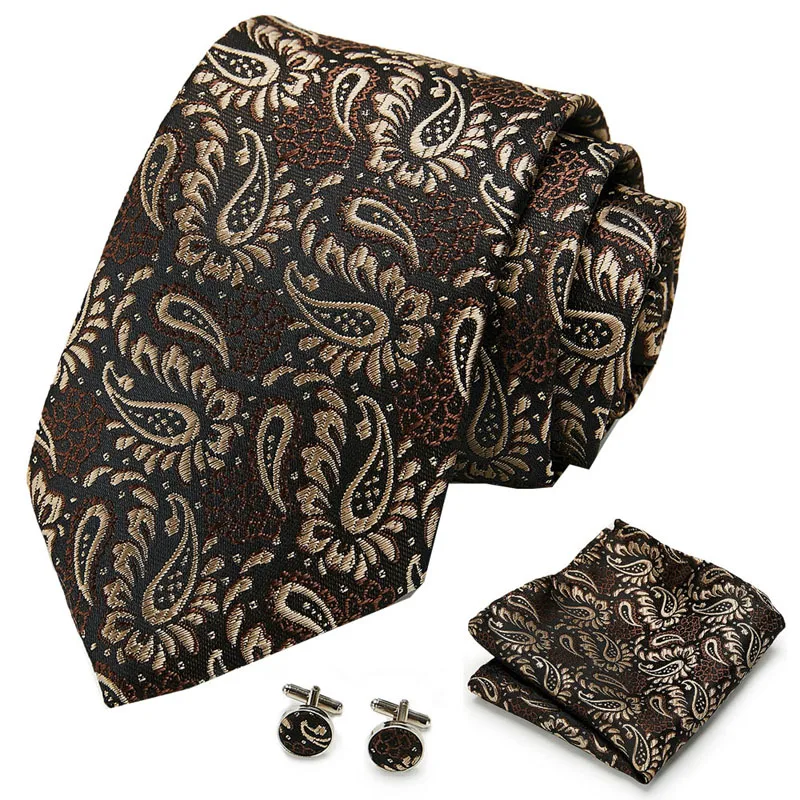 

New 8 cm Necktie Silk Mens Tie Floral print Blue and Red Ties For Men Wedding Business 39 Style Hanky Cufflinks Tie Set