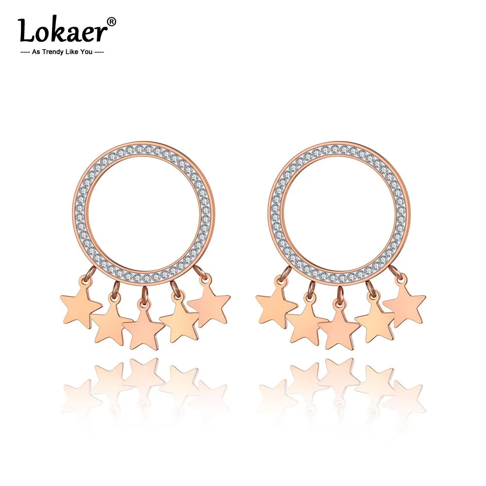 Lokaer, серьги в виде геометрической звезды из нержавеющей стали в офисном стиле, ювелирные изделия, трендовые серьги-гвоздики из белой глины с фианитами и кристаллами для женщин E19263