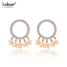 Lokaer, серьги в виде геометрической звезды из нержавеющей стали в офисном стиле, ювелирные изделия, трендовые серьги-гвоздики из белой глины с фианитами и кристаллами для женщин E19263