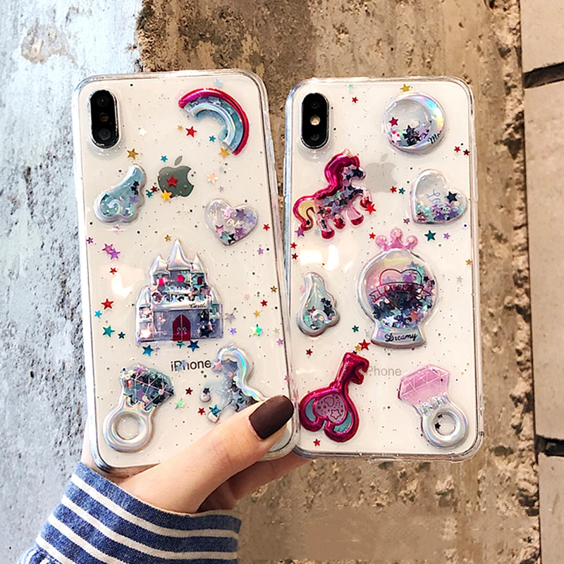 

3D Cartoon Glitter Quicksand Unicorn Phone Case For iPhone 11 Pro max Case X XS MAX XR 6 7 8 Plus Ice Cream Candy Soft TPU Cover