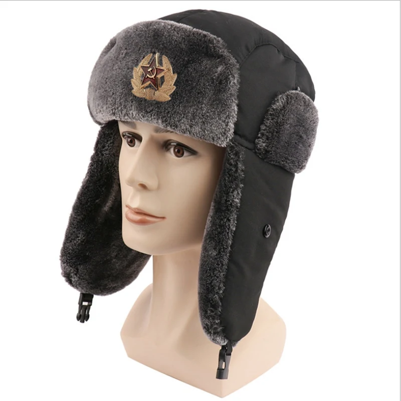 WZCX военный российский знак Пилот Бомбардировщик шапка-ушанка сохраняет тепло водонепроницаемые ветрозащитные уличные мужские снежные шапки