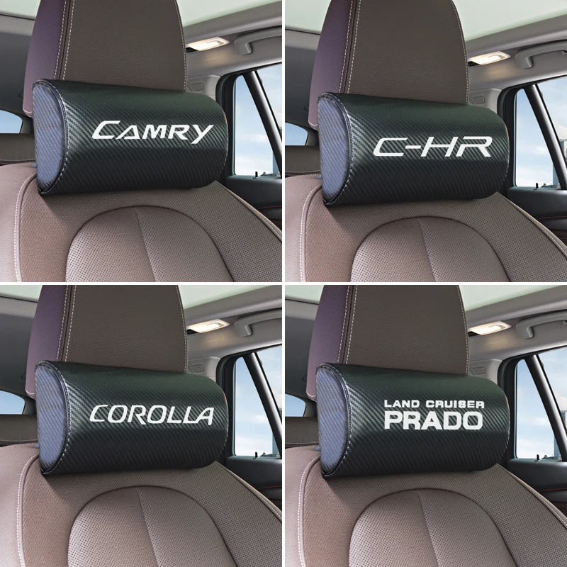 

car neck pillows both side pu leather single headrest case for Toyota corolla chr camry prado land cruiser