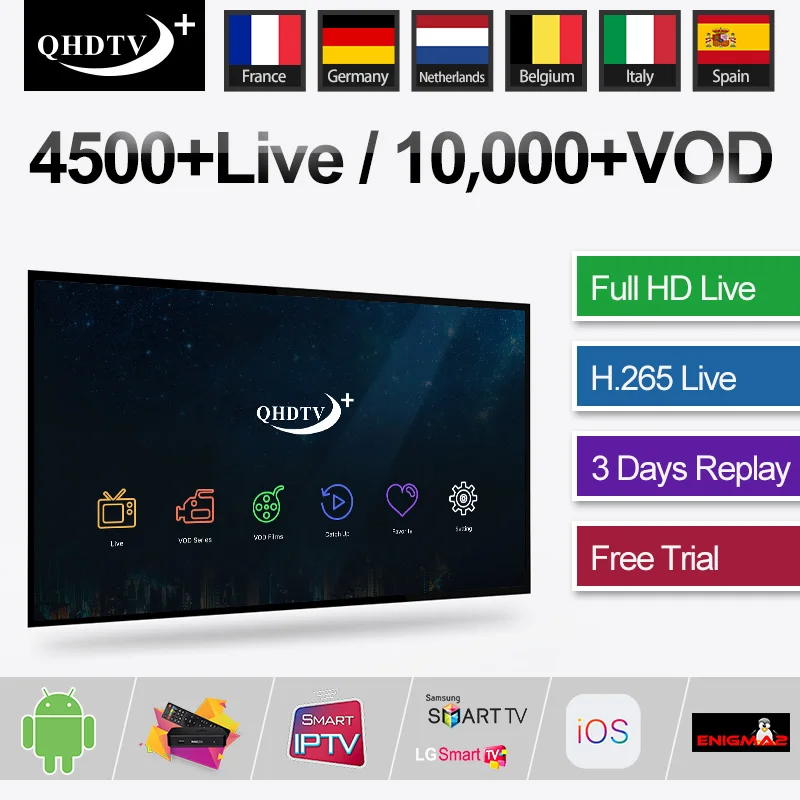 

QHDTV Plus France Dutch Belgium Arabic Sweden Germany Spanish Portugal IPTV Android M3u Smart Android TV Box IPTV Subscription