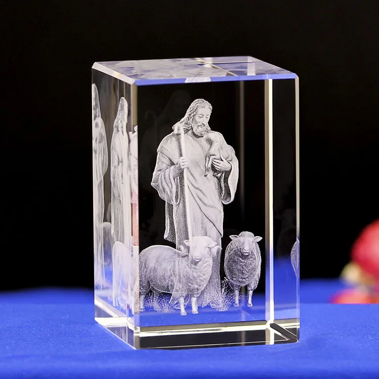 

K9 Crystal Laser 3D Internal Sculpture Inter-engraving Statue Sheepherder Figurines and Miniatures Shepherd Crafts Home Decor