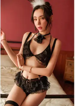 

Bunny Girl Ligerie Sexy Cosplay Costum Ruffles Cute Maid Lingerie School Uniform Japanese Lolita Outfit Transparent Kawaii Panty