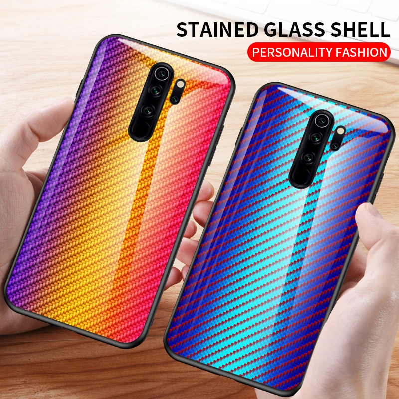 Чехол из закаленного стекла для телефона Xiaomi Redmi Note 8 цветной чехол Pro защитная