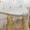 Gold Полупрозрачные тюлевые шторы с вышивкой Феникс Европейский стиль Многоразовые оконные шторы для гостиной спальни - Цвет: Gold
