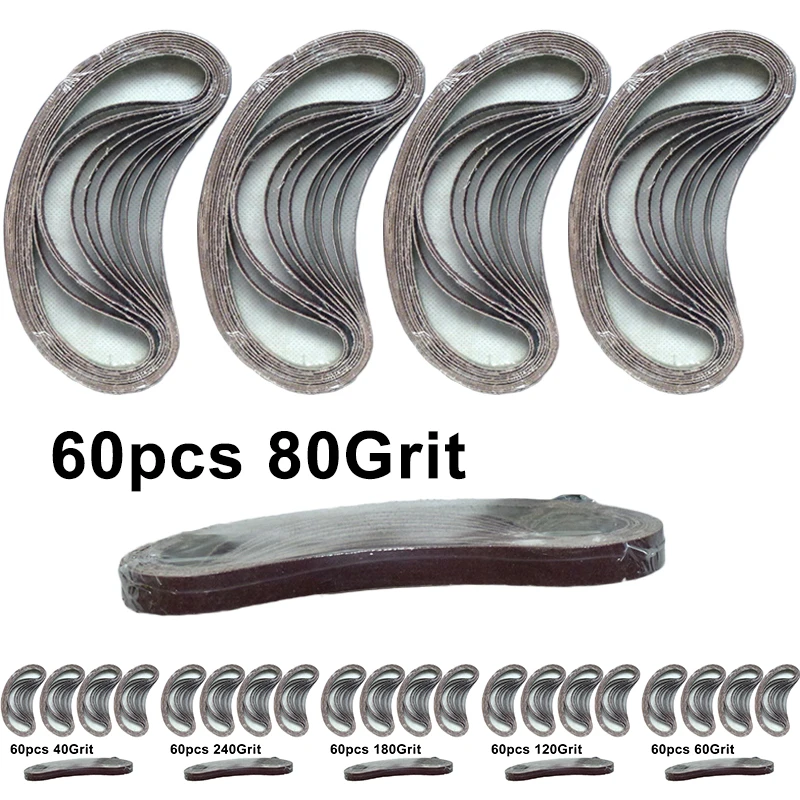 60pcs Sanding Belts Mixes 40/60/80/120/180/240 Grits Sander Power Tool