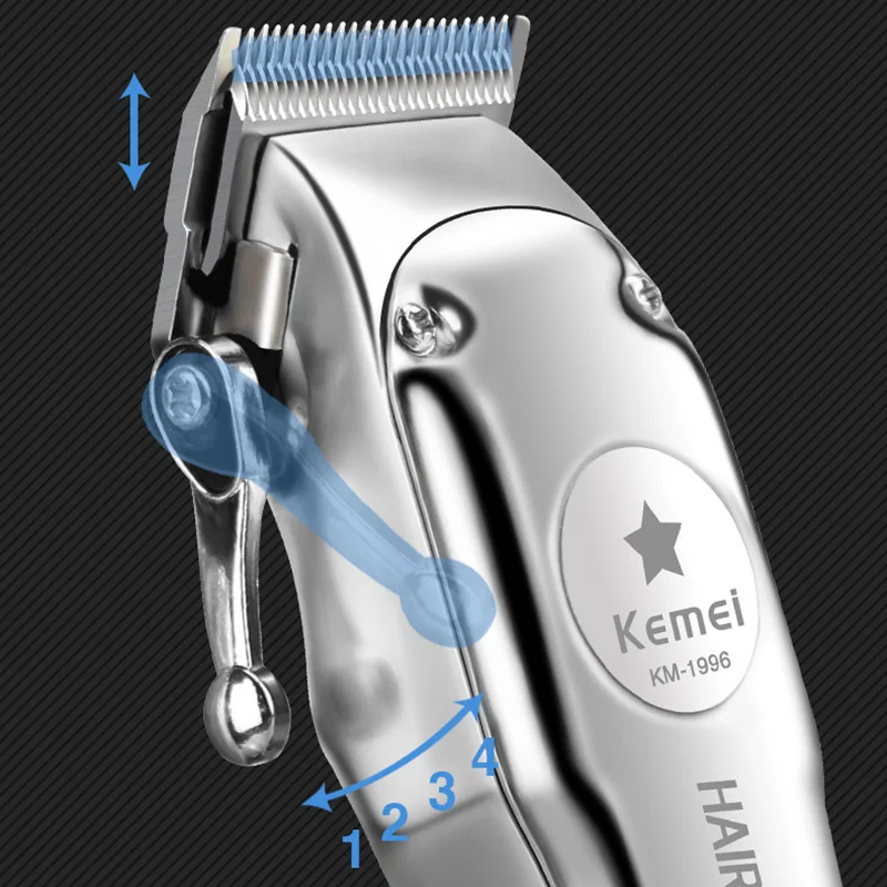 Tanie Kemei KM 1997 całkowicie metalowa profesjonalna maszynka do włosów elektryczna akumulatorowa maszynka do włosów dla mężczyzn maszynka do włosów ścinanie włosów maszyna fryzjer