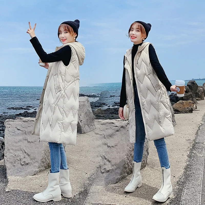 

Down Jacket 2019 New Style Waistcoat Cotton-padded Clothes Women's Mid-length Loose-Fit Students Vest Cotton Coat Waistcoat Fash