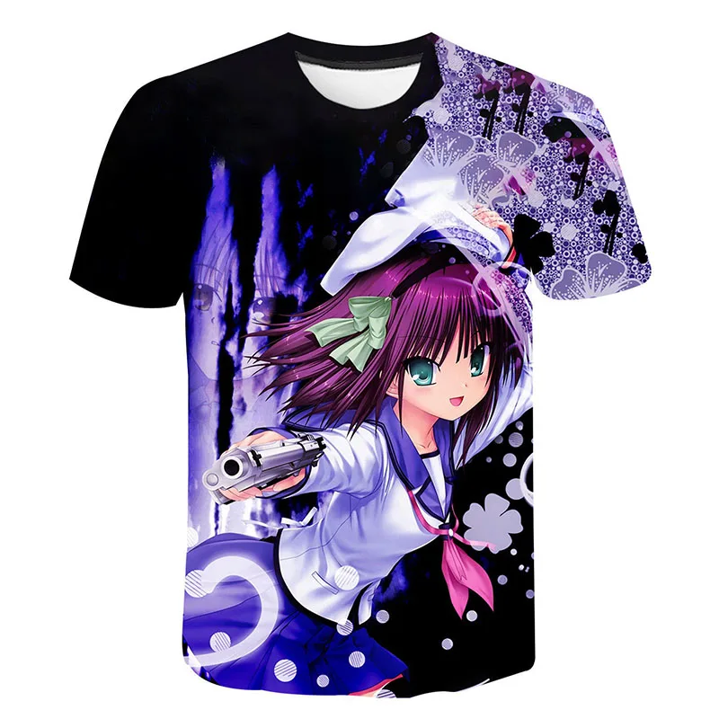 Новинка 2020 года летняя стильная футболка с аниме Angel Beats крутые топы для мужчин