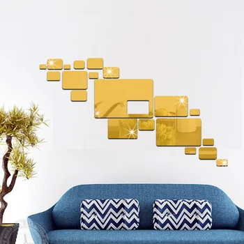 

DIY Geometric Figure Mirror-like Wall Stickers Geometric Art Wall Decals for Kids Rooms Bedroom Living Room Home Decor MS361142