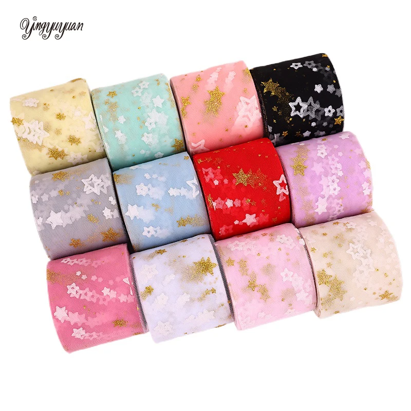 

25Yards 6cm Star Glitter Tulle Fabric DIY Craft Sash Baby Shower Tutu Skirt Headwear Gifts Packaging Wedding Party Decoration