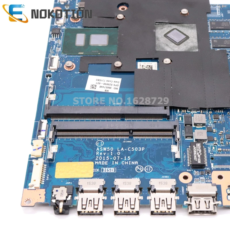 NOKOTION 829898-601 829898-001 аккумулятор большой емкости для hp envy 15-AE 15-ae101nf Материнская плата ноутбука ASW50 LA-C503P i7-6500U Процессор GT940M GPU