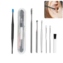 7 шт./компл. средство для удаления воска со спиральными ушками, очиститель из мягкого силикона, нержавеющая сталь, инструмент для чистки ушей