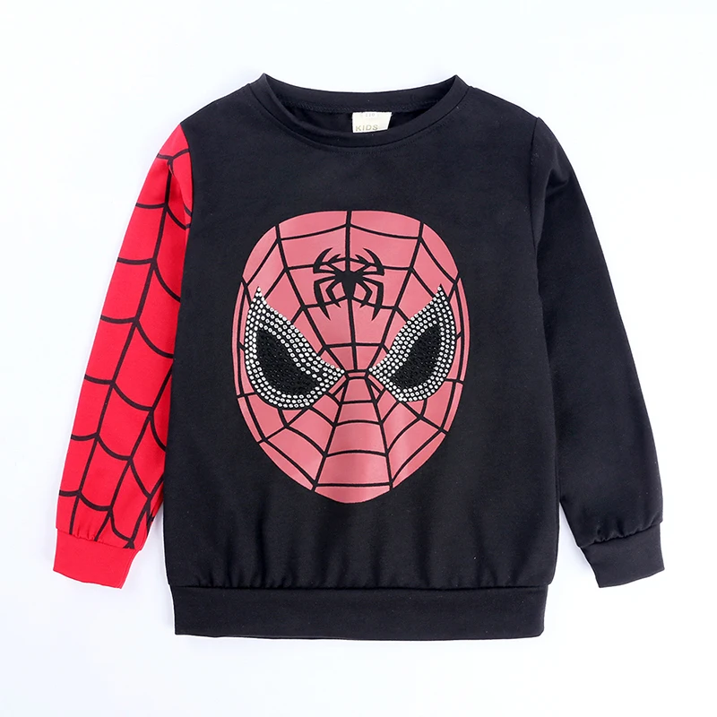 Комплект одежды для мальчиков, маскарадный костюм «Человек-паук», комплект одежды для мальчиков, осенняя рубашка с длинными рукавами и круглым вырезом+ штаны, детская одежда, костюм Человека-паука, TZ678
