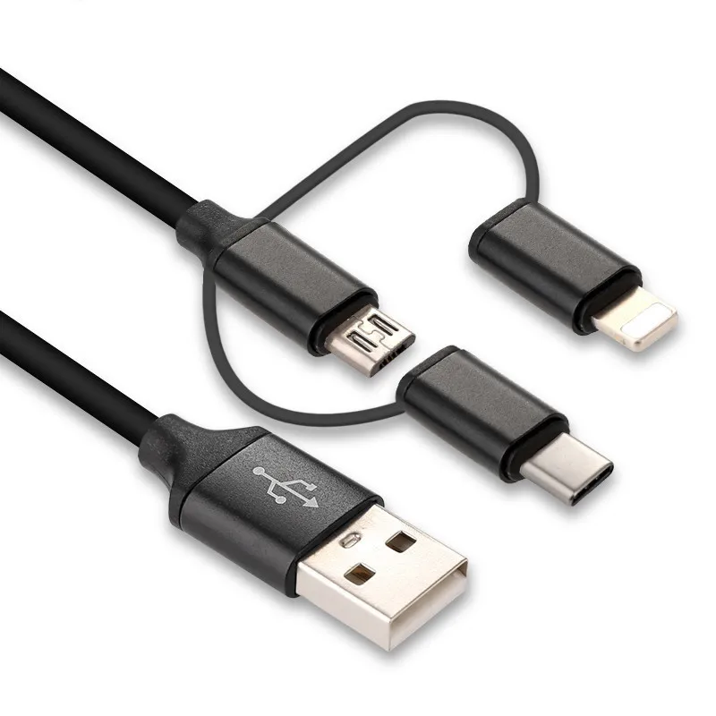 

3 In 1 USB Data Cable Lighting Sync Charger for Type-C Android ios iPhone 1m D30