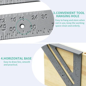 

Measurement Tool Triangle Square Ruler Aluminum Alloy Speed Protractor Miter For Carpenter Tri-square Line Scriber Saw Guide