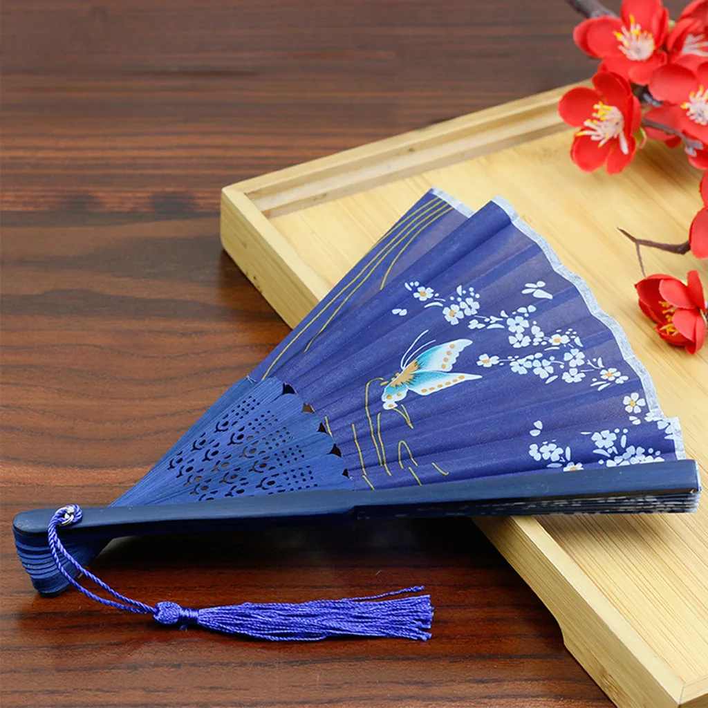 Ручной вентилятор винтажный бамбуковый ручной складной веер в виде цветка китайская Танцевальная вечеринка ручной декоративный женский выдолбленный бамбук HandHold19JUL29