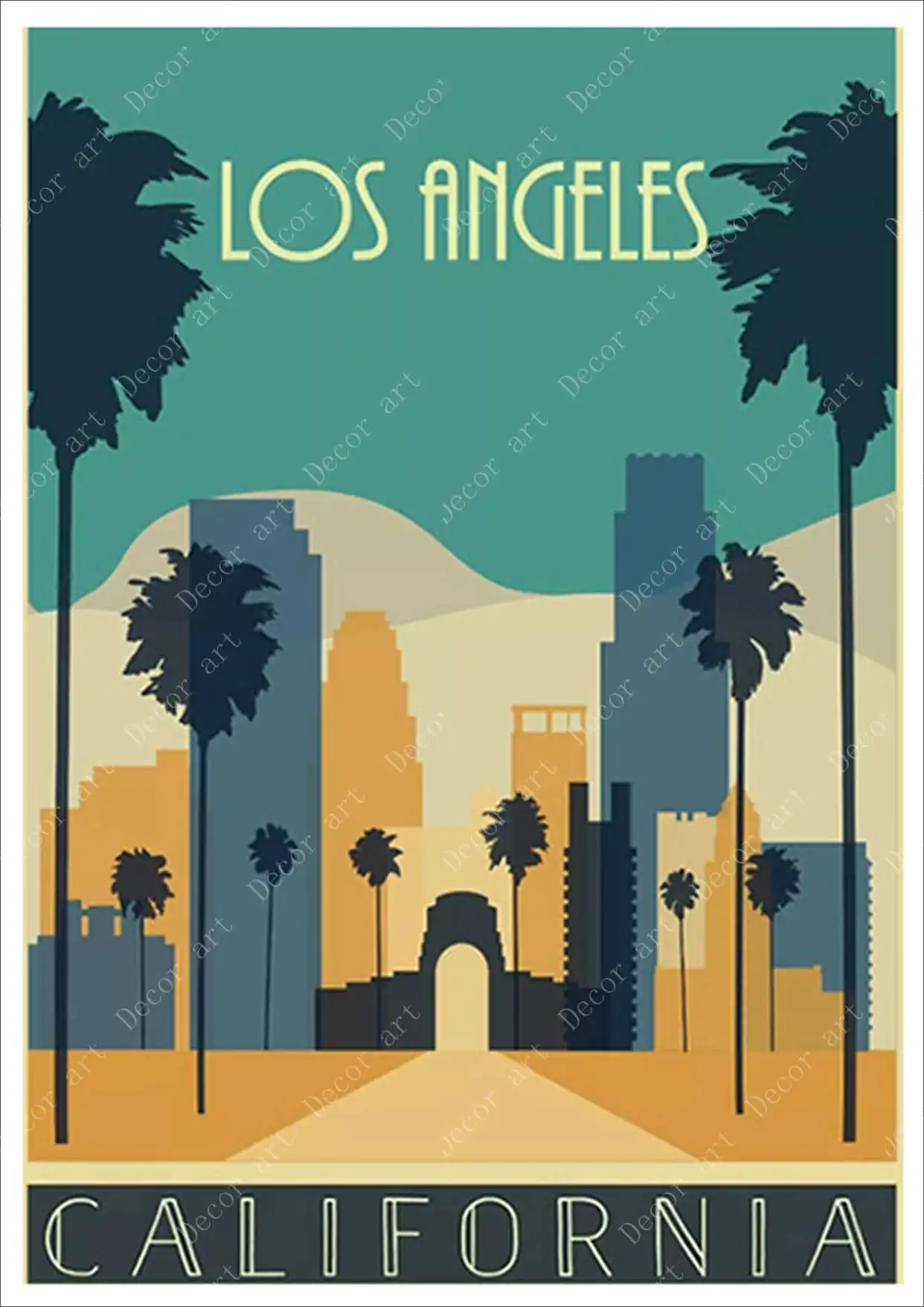 California Los Angeles Америка летний праздник путешествия холст живопись Винтаж крафт плакаты с покрытием наклейки на стену домашний Декор подарок - Color: White